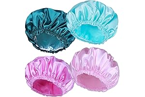 Reusable Waterproof Shower Caps for Women (4-Pack)