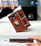 MIYOZI AirTag Portefeuille pour les hommes, Smart Pop Up titulaire de carte de crédit avec poche en espèces, 2 ID Windows, 9-12 cartes de capacité, RFID Portefeuille en métal mince, Boîte cadeau incluse