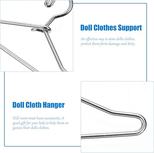 Miniatura 6 de 50 piezas de ropa para muñecas Linda casa de muñecas Ropa de alambre en miniatura Soporte de ropa 1.575 in Plata
