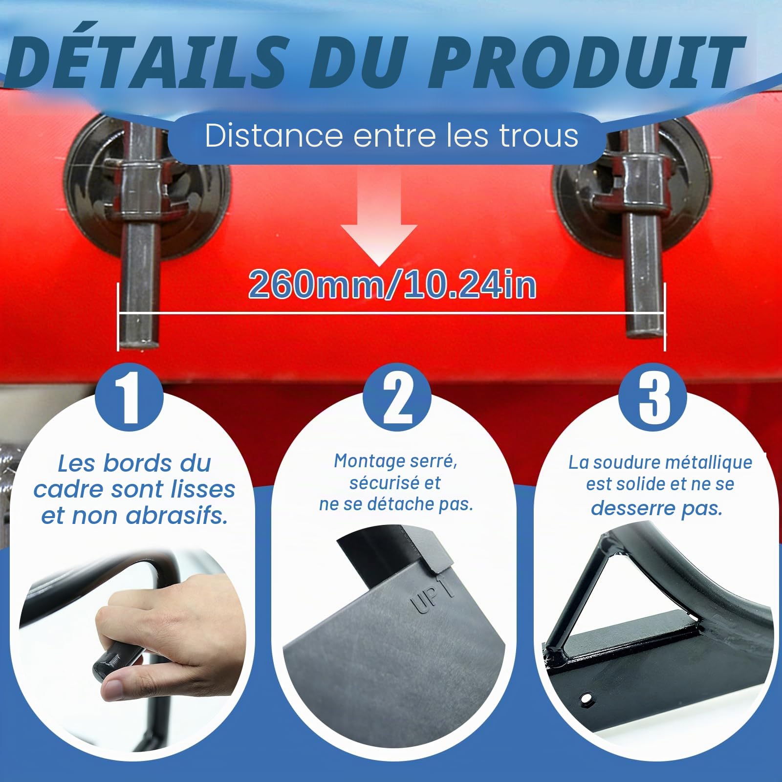 Support de moteur pour bateau pneumatique, kayak, bateau gonflable, bateaux de pêche, en PVC, noir, montage sur bateau