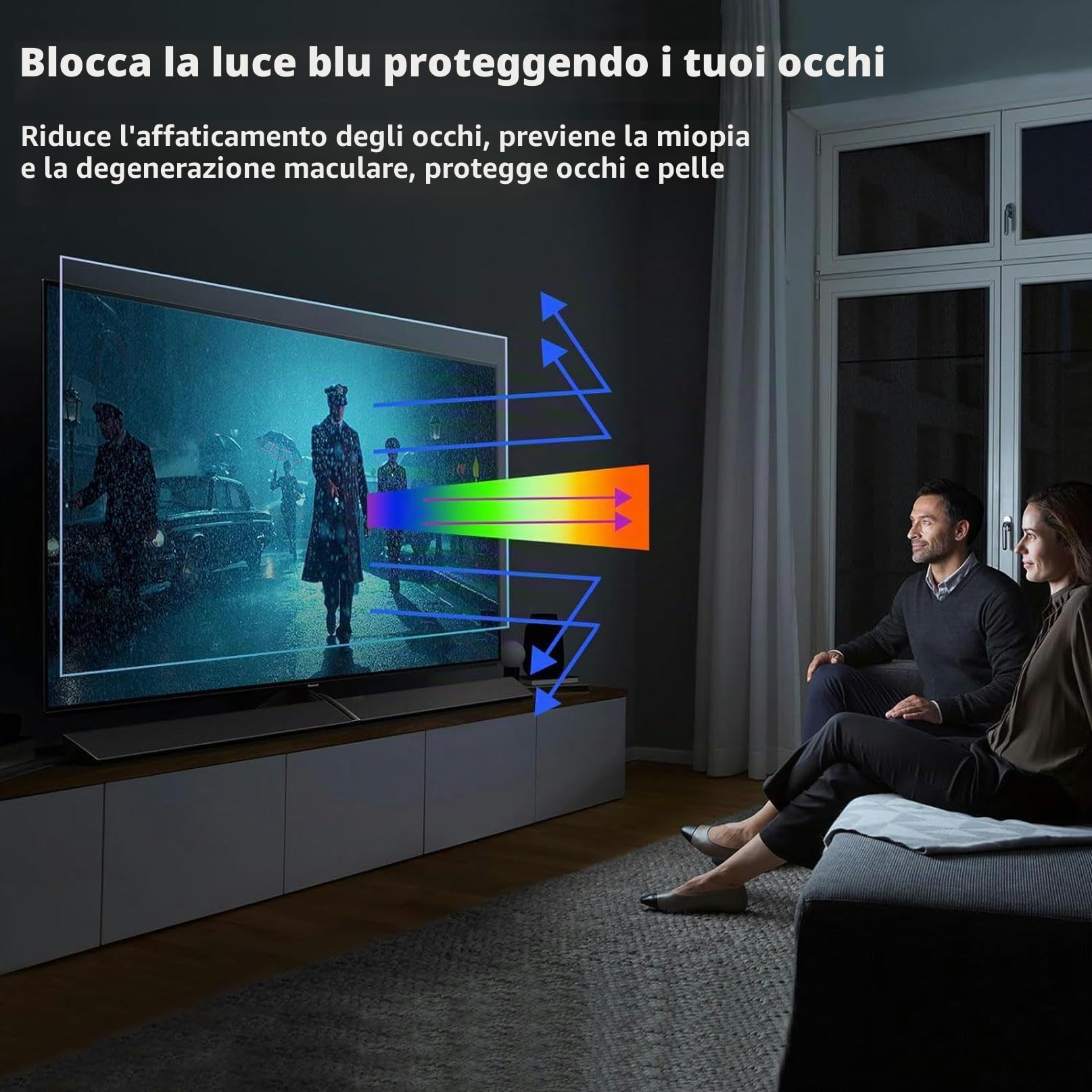 Pannello Monitor da 32/39/46/50/55/60/65 Pollici antiriflesso, Filtro Schermo TV AntiGraffio, Protezione Schermo Anti Luce Blu, per affaticamento degli Occhi e prevenzione della miopia