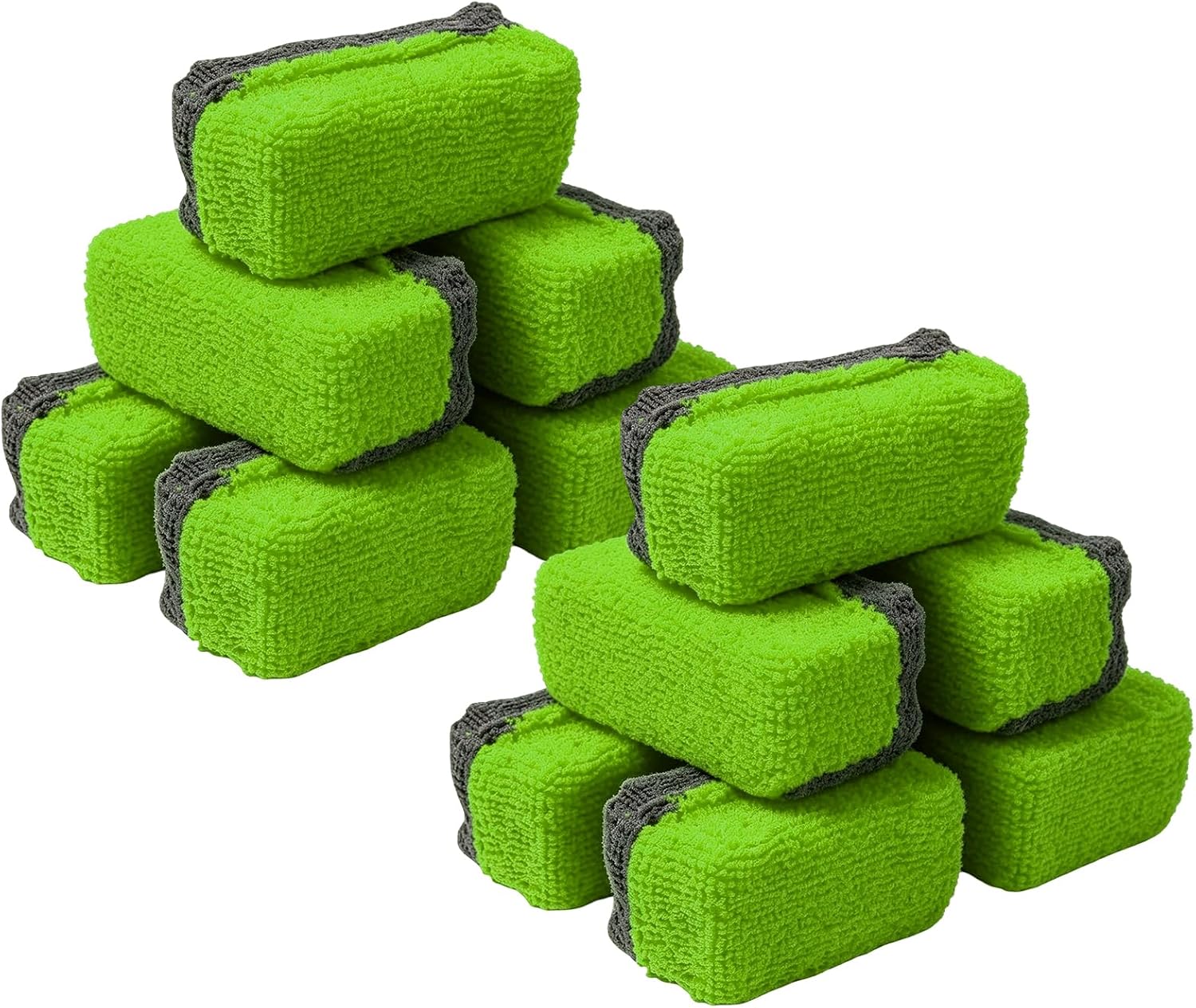 12 PCS Ceramic Coating Applicator Sponge, Microfiber Car Detailing Applicators Sponge Pads, Universal Automotive Sponges Applicator for Wax Sealant Paint Application (Green & Dark Gray)