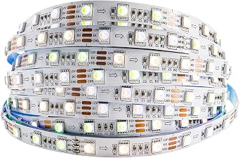 RGBW Warm White SK6812 Addressable LED Strip DC12V 16.4FT 60LEDs/m 20ICs/m Smart 4 Colors in 1 LED Flexible Dream Full Color LED Strip White PCB IP30 Non Waterproof