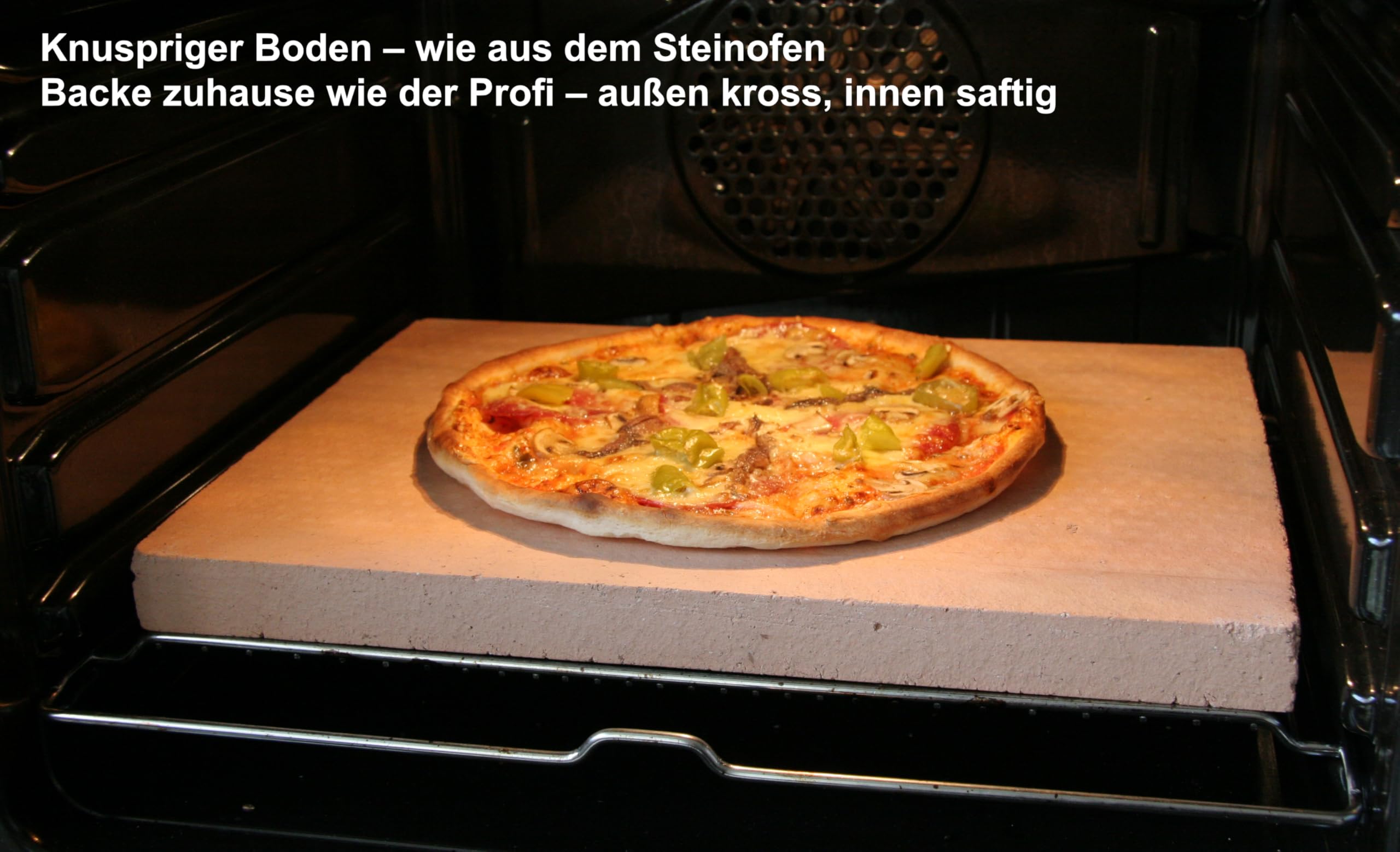 Pizzastein & Brotbackstein 40x30x3cm | Schamotte eckig für Backofen & Grill | Set mit Pizzaschaufel. Extra dicker, lebensmittelechter 3cm Stein für perfekte Hitzespeicherung. Pizza & Brot wie vom Profi