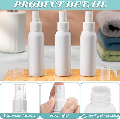 Miniatura 3 de Tanlade 100 botellas pequeñas de spray de 2 onzas rellenables, mini Spritzer, botella de plástico vacía transparente, recargable, reutilizable,
