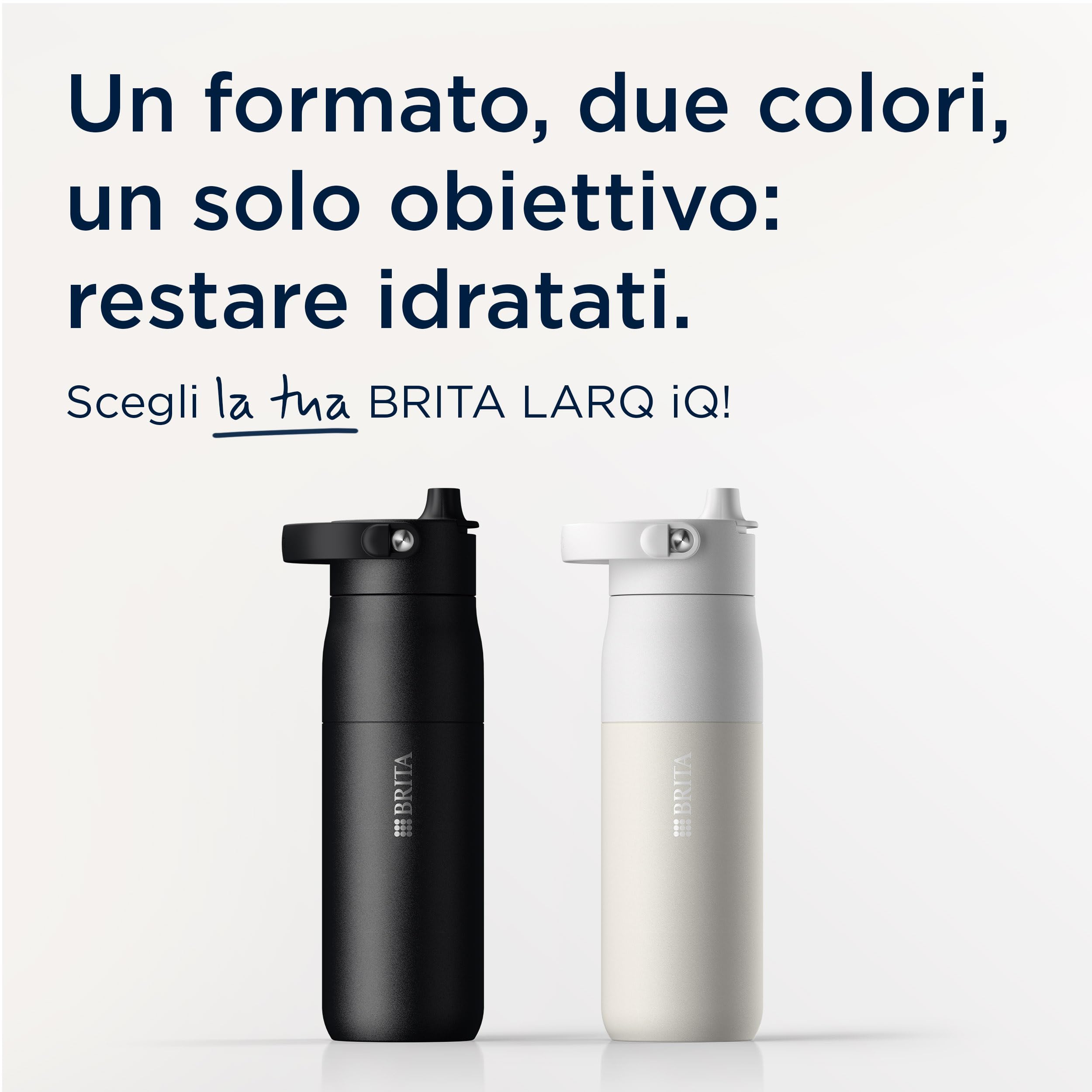 BRITA LARQ iQ - Borraccia con filtro digitale (680 ml) con monitoraggio dell'idratazione (app), filtro dell'acqua al carbone attivo e UV-C, neutralizza il 99,99% di batteri e filtra microimpurità