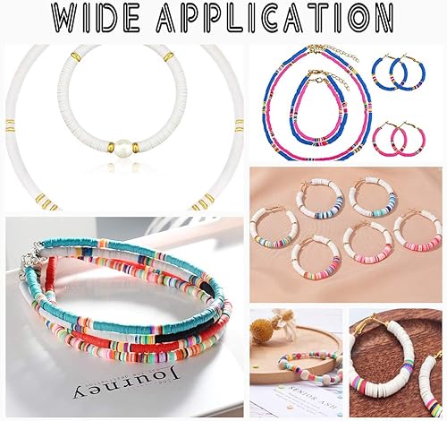 Miniatura 3 de PH PandaHall 5700 cuentas de arcilla Heishi de 0.157 in  15 colores de disco de vinilo de polímero plano redondo de silicona para aretes hawaianos,