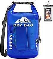 Vista 10 de HEETA Bolsa Seca Impermeable para Mujeres y Hombres, 5L/10L/20L/30L/40L Tapa Enrollable Bolsa de Almacenamiento Seca Ligera Mochila con Funda