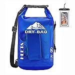 HEETA Dry Bag Waterproof for Women Men, Roll Top Lightweight Dry Storage Bag Backpack with Phone Case for Travel, Swimming, Boating, Kayaking, Camping and Beach (Transparent Navy Blue, 40L)
