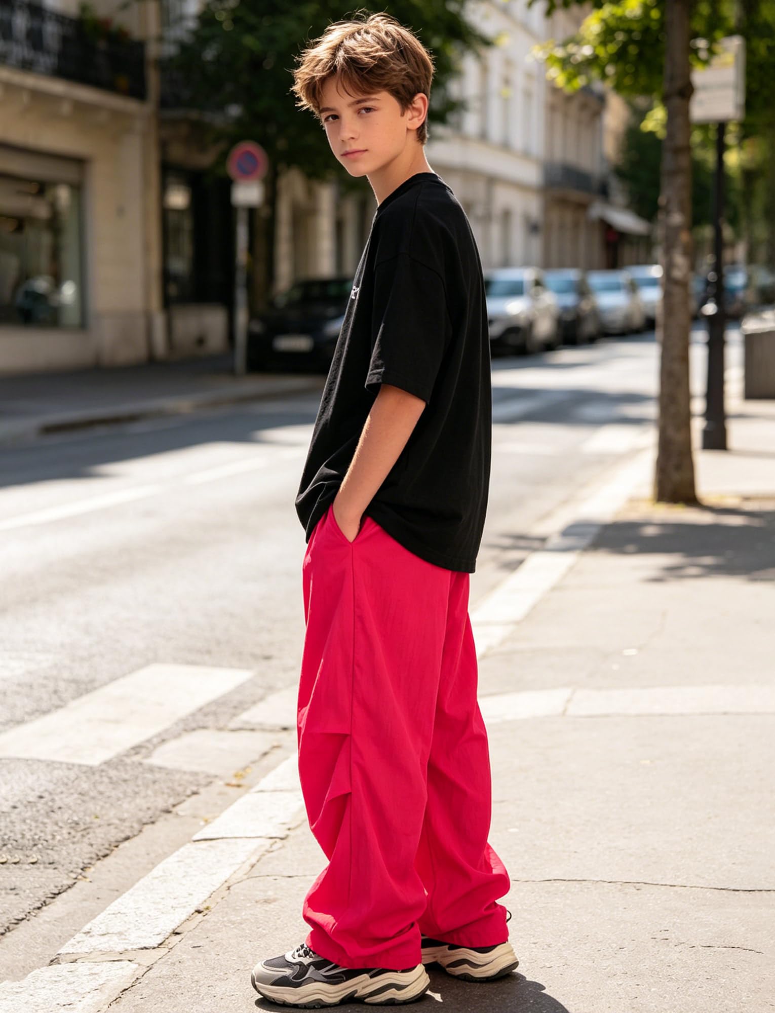 SEAUR Baggy Hose Jungs Cargo Fallschirm Hose Kinder Hip Hop Lang Hosen Leicht Dünne Sommerhose Freizeit Streetwear 4-13 Jahre