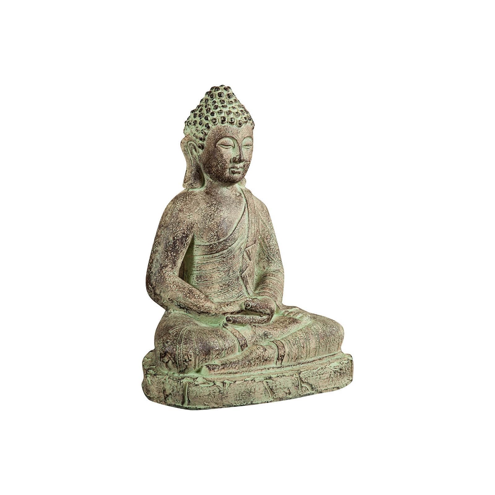 Biscottini Statua buddha 55,5x28,5x38,5 cm - Buddha statua in resina - Buddah da arredo color oro anticato - Statua buddha grande arredo interno ed esterno