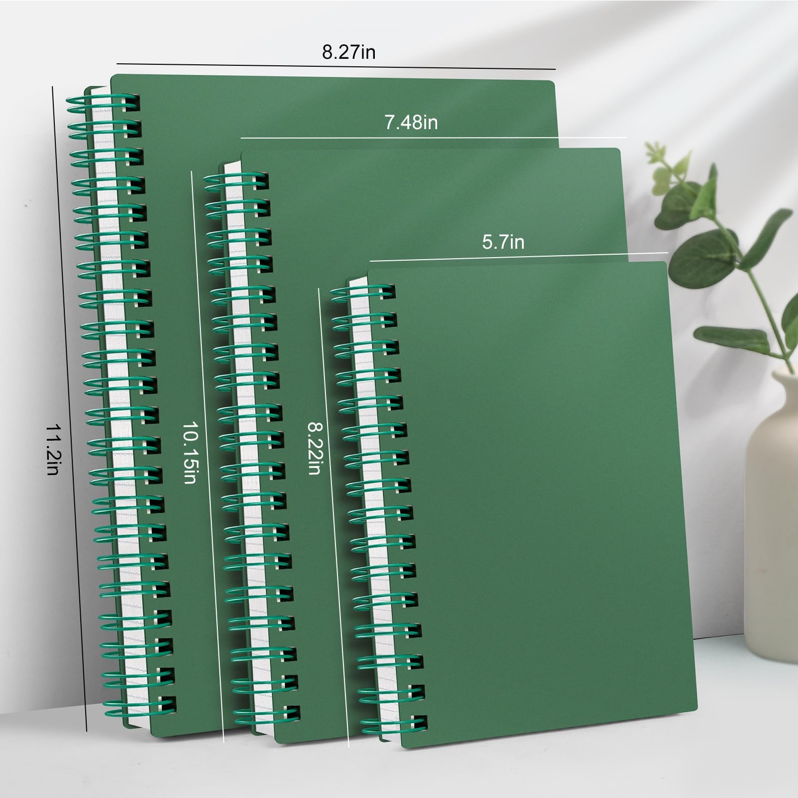 AHGXG Carnet à spirale ligné – Carnet à spirale 21,6 x 27,9 cm Grand format A4, 300 pages lignées, papier épais de 100 g/m², couverture rigide en plastique pour homme et femme, pour bureau, école,