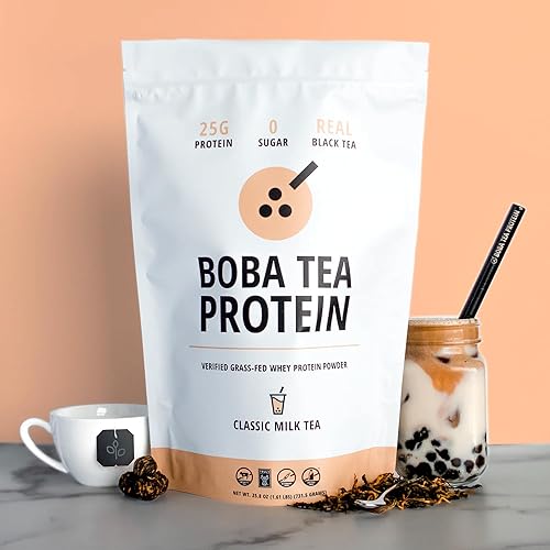 Miniatura 2 de Polvo de proteína de té de leche clásico  0.88 oz de proteína de suero de leche en polvo aislado  Bebida de proteína de té de burbujas sin gluten y