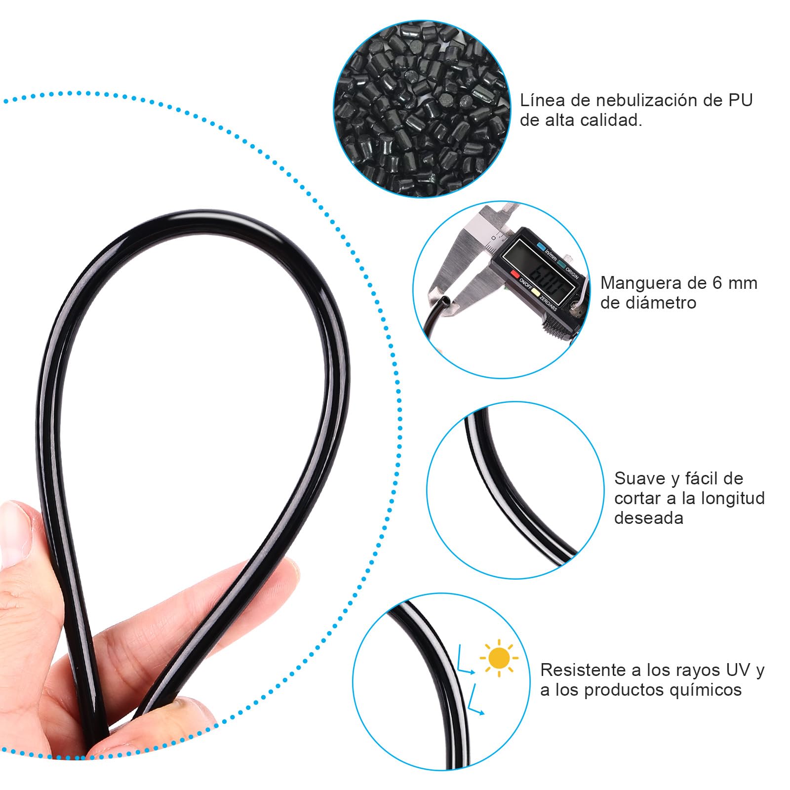 20 M (65.5 pies) Sistema de Refrigeración, AGPtEK 72 PCS Sistema de enfriamiento por nebulización, Sistema por nebulización al aire libre para patio, Jardín, Césped, Invernadero, Sombrillas