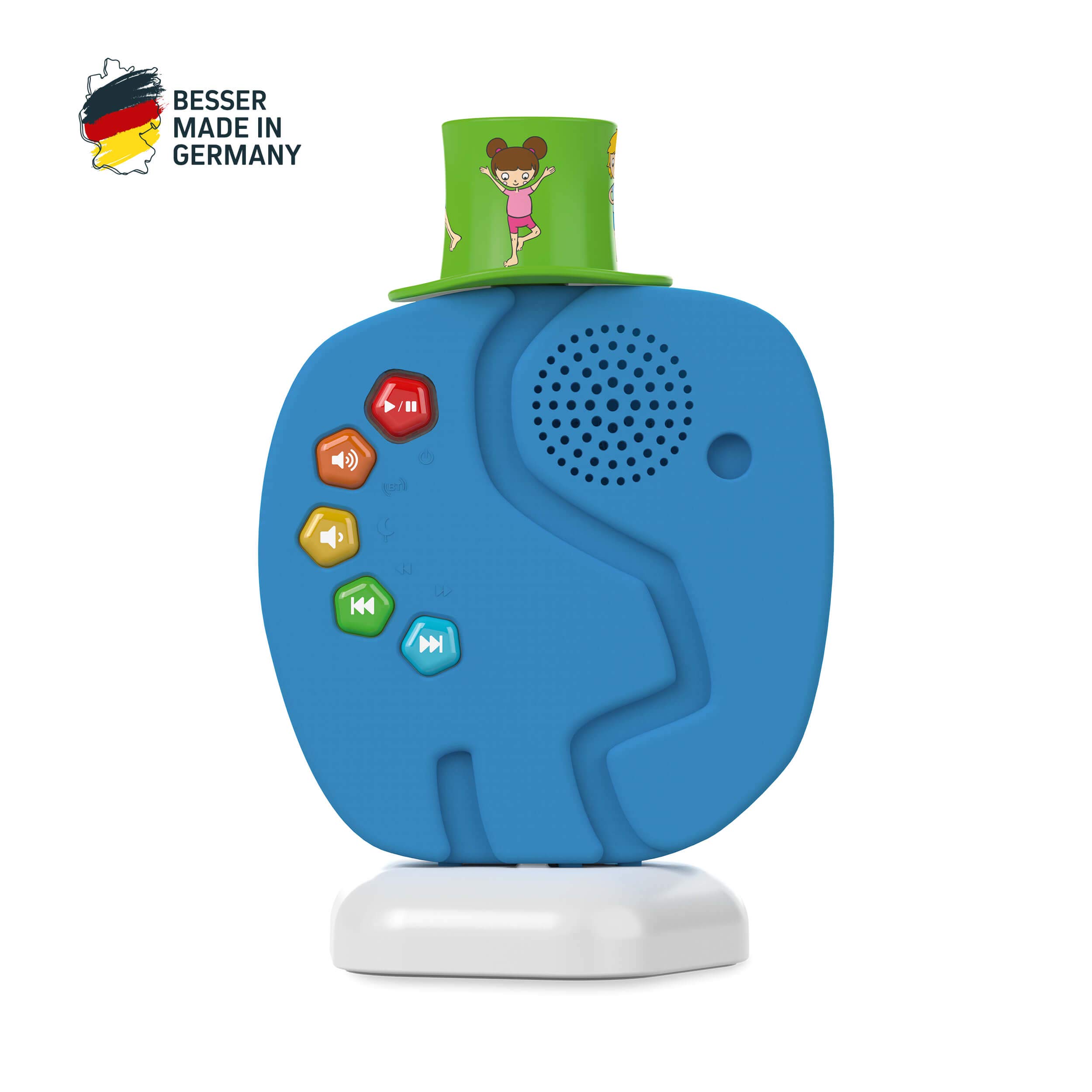 TechniSat TECHNIFANT - Audioplayer und Bluetooth-Lautsprecher für Kinder (inkl. Nachtlicht, mit MP3 bespielbarem Hütchen und leistungsstarkem Akku)
