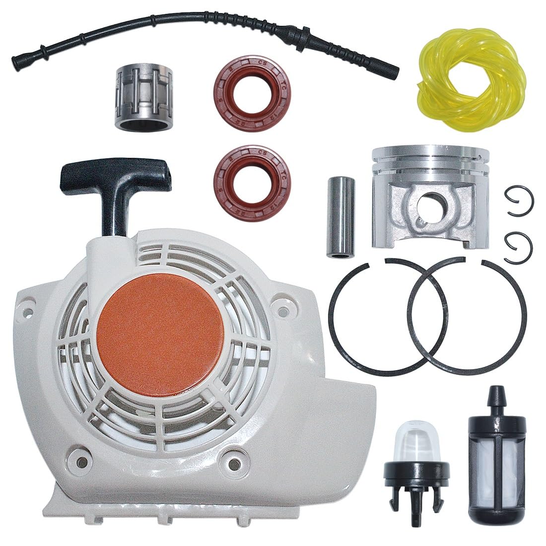 Arrancador de Retroceso for FS120 FS200 FS250, Kit de línea de Filtro de Combustible de pistón de 40mm, Recortadora de césped de 4 Tiempos, Piezas de Herramientas de jardín