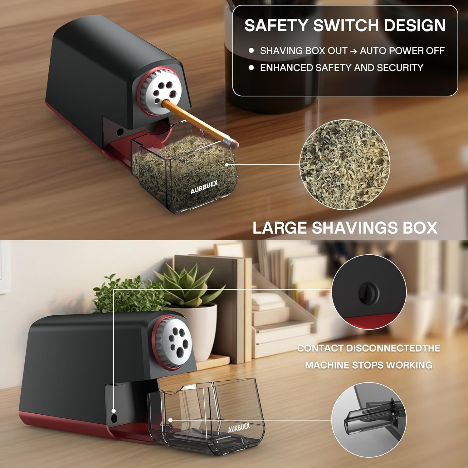 Heavy Duty Electric Pencil Sharpener S280, 3s Fast Sharpening, Dual Cutter Design, Zinc Alloy Blade for 12,000+ Sharpenings, Auto Start/Stop, for 6–12 mm Pencils, Classroom & Office Use