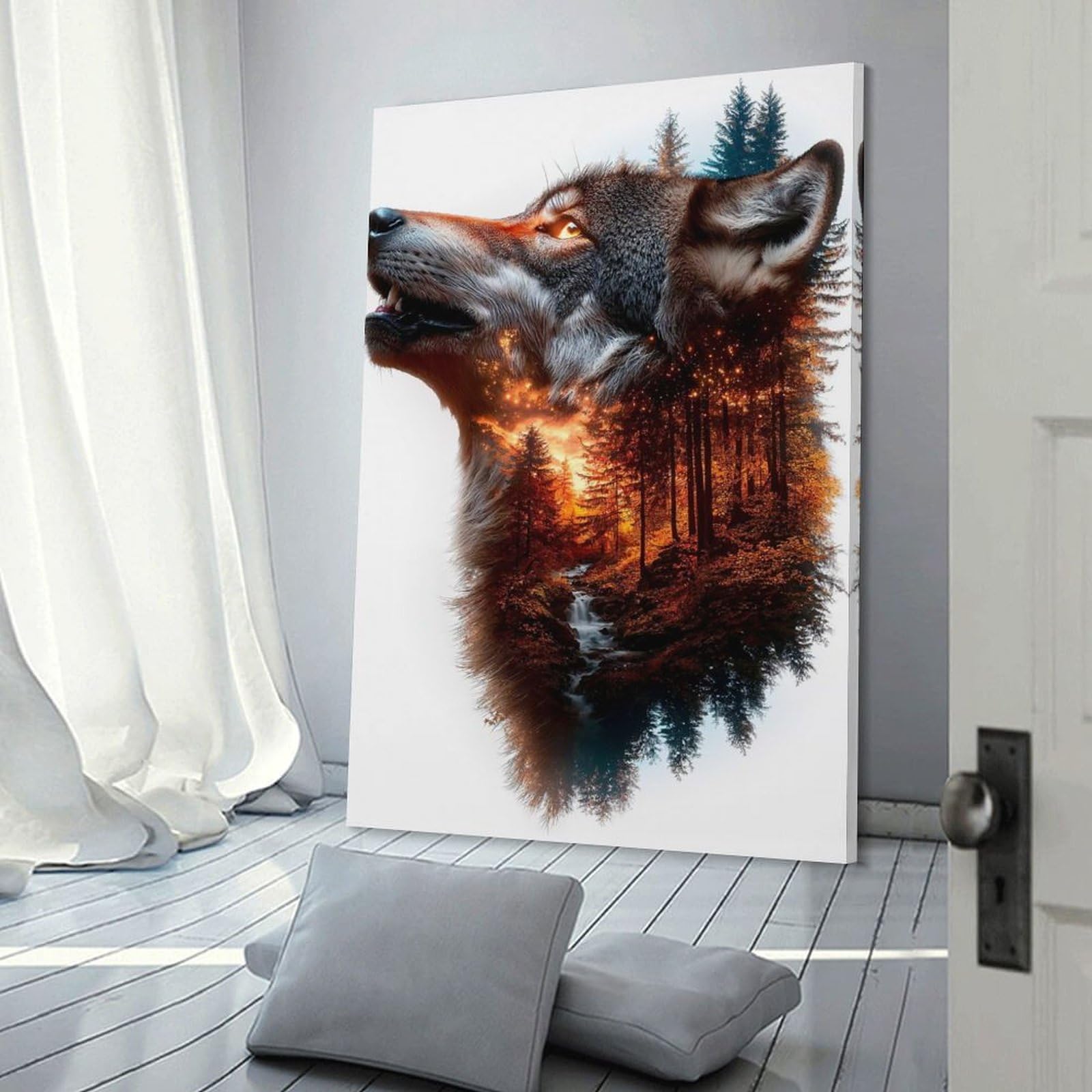Junmoney Wolf Forest Dream Room Decor Wall Art, 08x12inch(20x30cm), for Entrance Spaces, Stair Walls Or Halls, A Stylish Accent for Home Entrances
