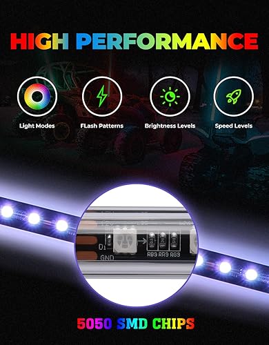 Miniatura 4 de KEMIMOTO 2 luces de látigo de 3 pies con base de resorte para lado a lado, luces LED de látigo para UTV, ATV, barco, todoterreno, control remoto RF