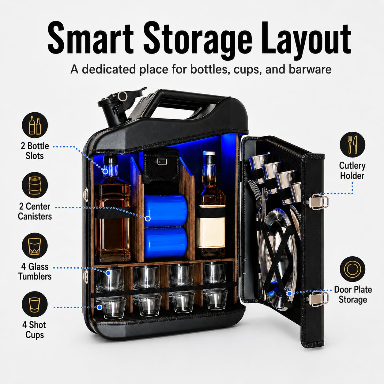 TsoLay Juego De Mini Bar De 20 litros, Mueble Bar Portátil para Whisky con Construcción Robusta, Mueble Bar Móvil para Bares Domésticos, Regalo para Hombres, Padres, Maridos, Novios