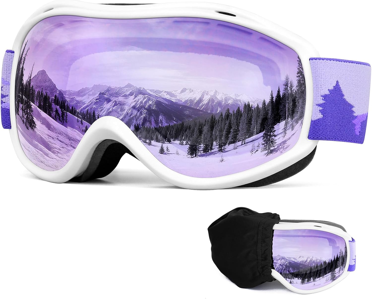 FMY Ski Snowboard OTG Goggles,Anti Fog UV400 Protection Skiing Snowmobile Goggles for Men Women Youth