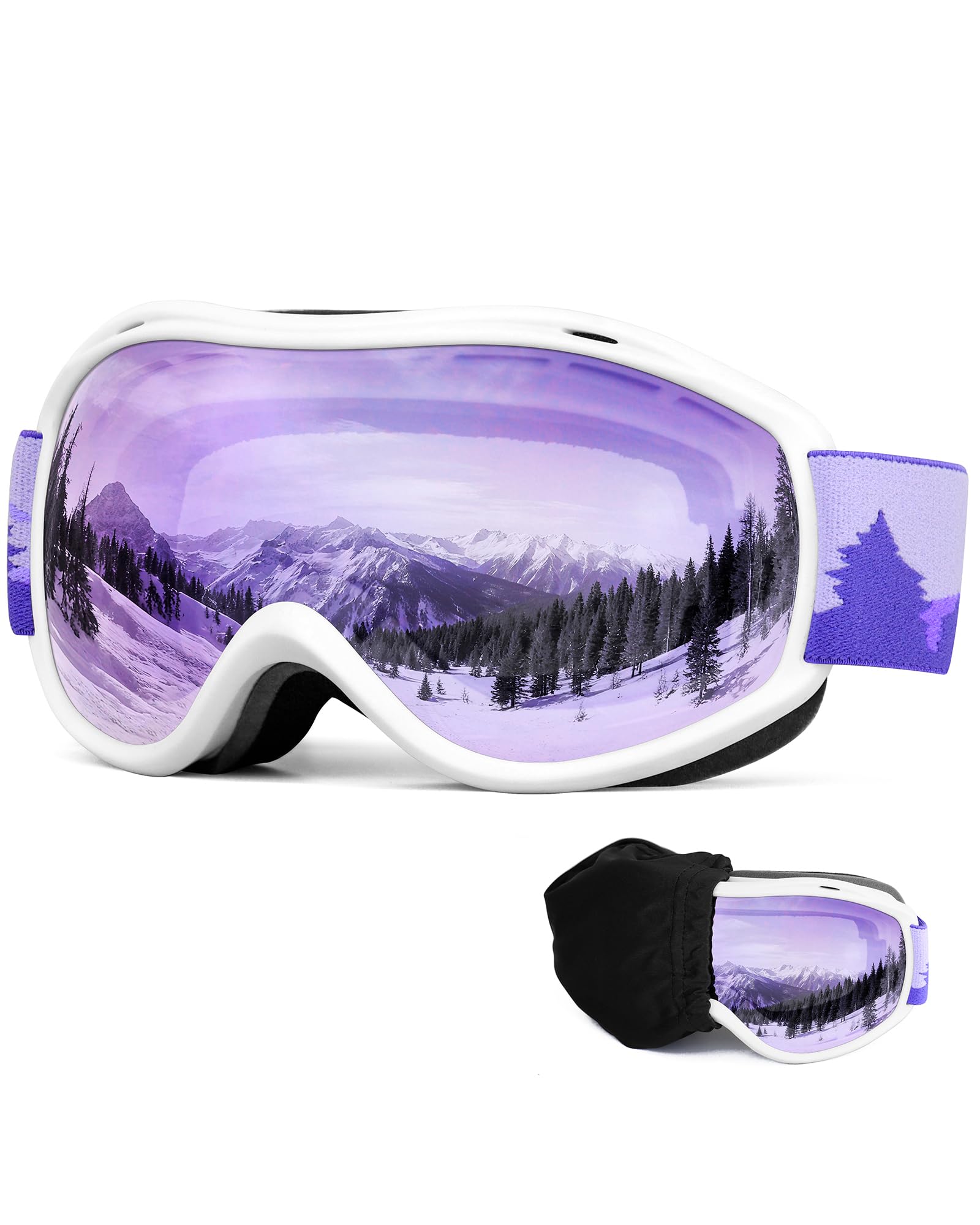 FMY Ski Snowboard OTG Goggles,Anti Fog UV400 Protection Skiing Snowmobile Goggles for Men Women Youth