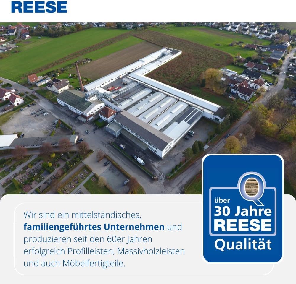 REESE Massivholz-Sockelleisten | Eiche roh geschliffen | Weimarer Profil | 100mm Höhe | 1 Stück | 2,3lfm