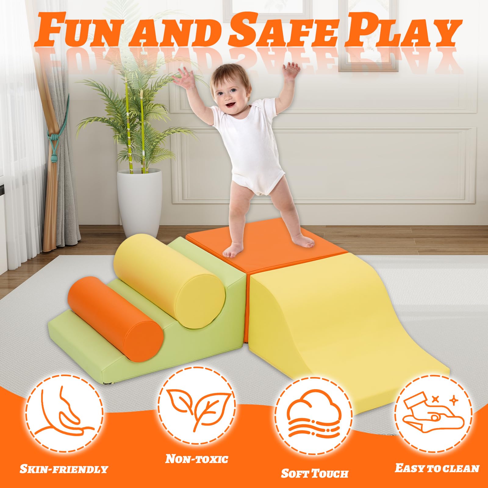 Kinder-Klettermatte Aus Schwamm,Schaumstoff Bausteine Baby.Montessori Spielzeug Kids Soft Play Set, Motorikwürfel Spielzeug ab 1 Jahr Baby Soft Play Set Für Zuhause & Kita