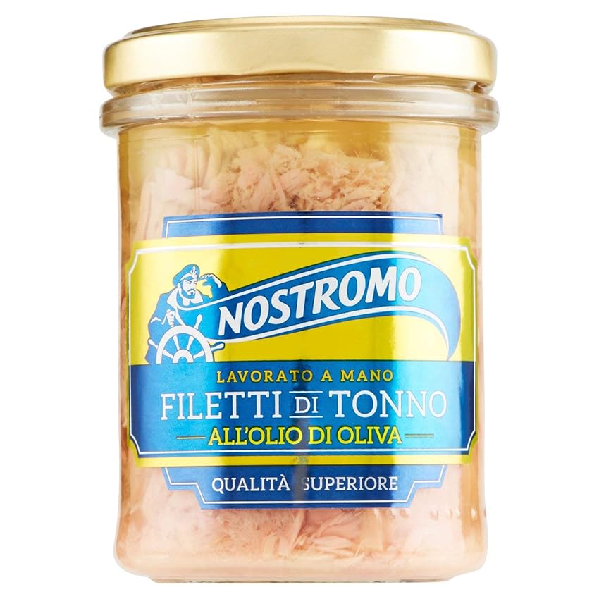 Nostromo - Filetti di Tonno all'Olio di Oliva, Qualità Superiore, Lavorati a Mano, 1 Vasetto in Vetro da 180 gr
