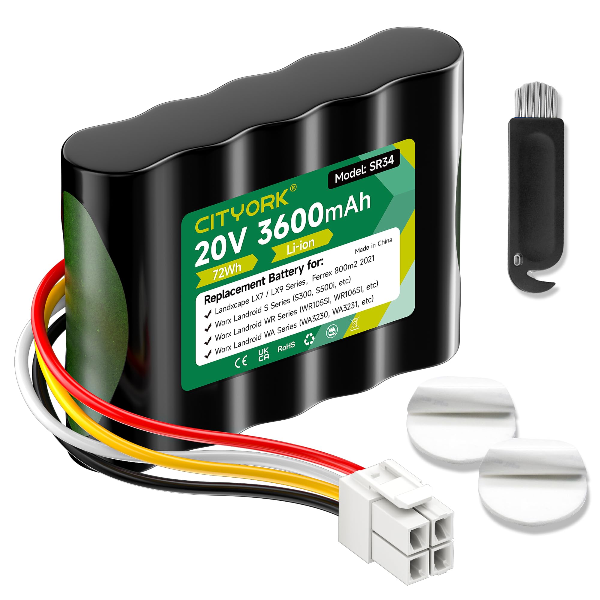 CITYORK Batteria di ricambio da 20 V per Landxcape LX790i LX790 LX792 LX795 LX796 LX797, per Landxcape LX835, LX991 LX992, per Ferrex 800 m² 2021 CR208E, R800 SMART, per Kress Mission KR1313135