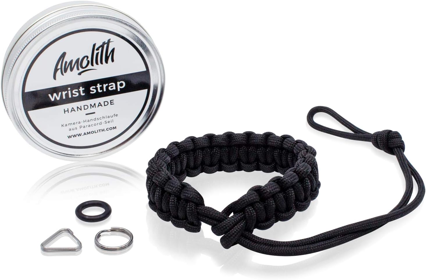 Kamera-Handschlaufe aus Paracord von Amolith® | Flechtmuster: Cobra | Handgelenkschlaufe Kameraschlaufe Kameraband Trageschlaufe | AML-8315