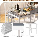 Soges 4.7.2"*23,6" Ensemble de table à manger, 5Pcs Ensemble de table de cuisine avec chiars pour 4, Table à manger en bois de pin avec 4 Chaises pour salle à manger de cuisine,Grey&White