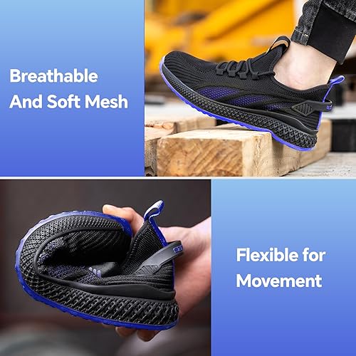Miniatura 3 de SPIEZ Unisex Safety Shoes with Composite Toe Cap, Puncture Proof Lightweight Work Shoes for Men and Women, Slip on Fashion Sneakers for Work and