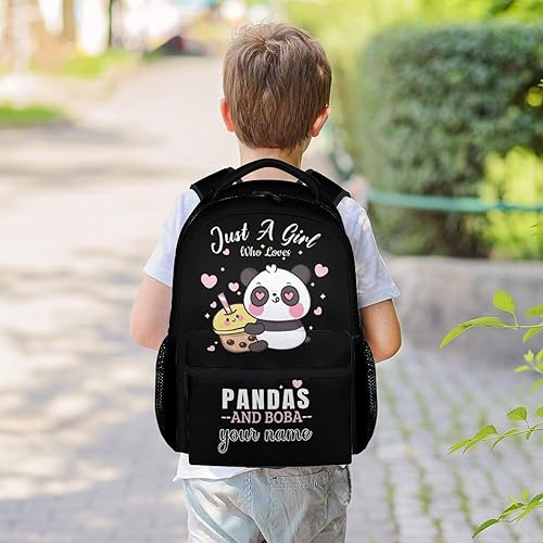 Miniatura 2 de Mochila Panda para niñas y niños, mochilas negras de 16 pulgadas para la escuela, bonita bolsa ligera y duradera para niños, Panda1-2, Personalizado