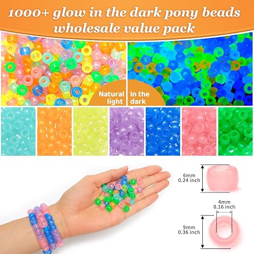 Miniatura 10 de Cuentas de poni al por mayor, 1000 piezas, cuentas para pulsera multicolor, para trenzas de cabello, para manualidades, de plástico