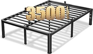 20 Inch Queen Bed Frame, 3500Lbs Heavy Duty Metal Platform with Round Corner Legs Mattress Slide Stopper, Steel Slat Support No Box Spring Needed, Noise Free, Non-Slip, Easy Assembly