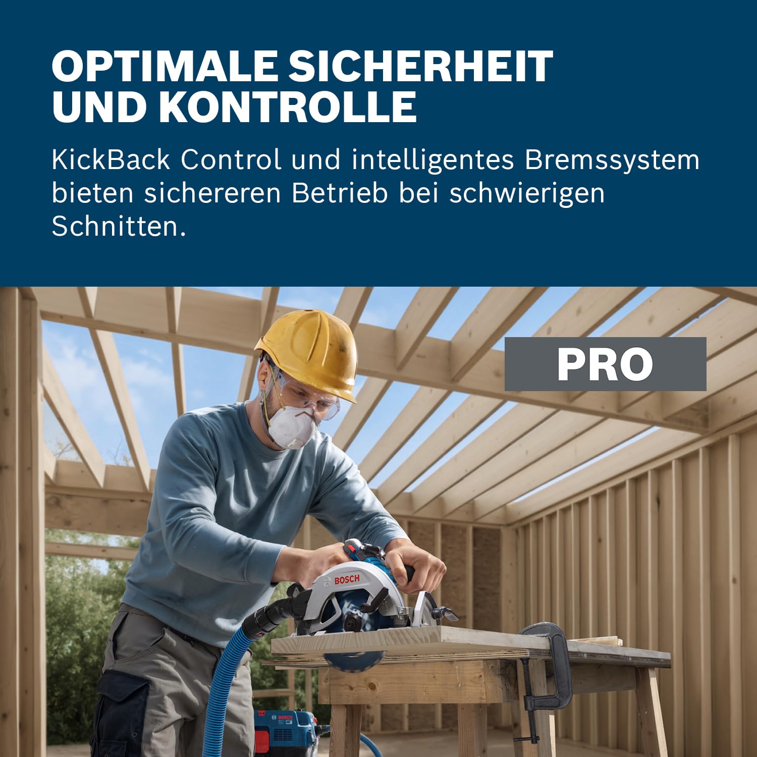 Bosch PRO 18V System Akku-Kreissäge GKS18V-68-2 (inkl. Gehrungsanschlag, Sägeblatt, L-BOXX 238)