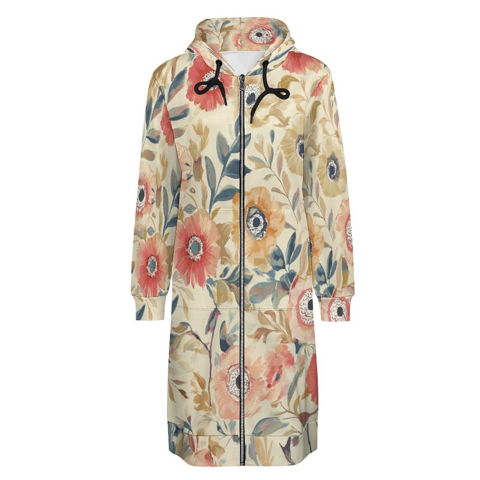 Felpa Donna con Zip Felpe Sportiva con Tasche E Cappuccio Motivo Floreale Morbida Invernale Giacca Regolabile Confortevole per Uso Quotidiano Casual