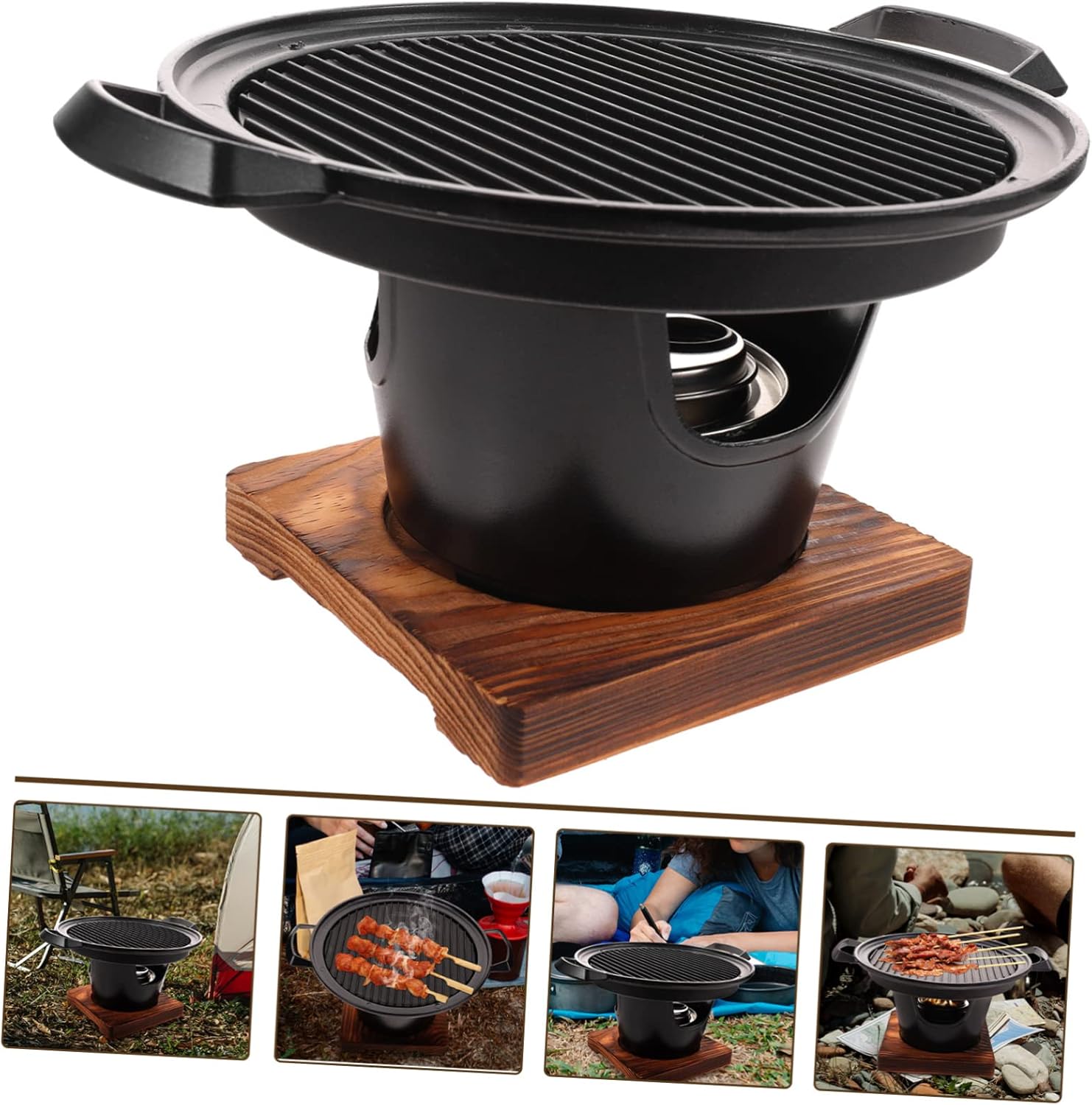 BESPORTBLE 1set Portable for Outdoor Cooking Lightweight Tabletop Roasting Oven for Camping Grilling Kebab Chicken Fish Vegetables Easy to Use and Store