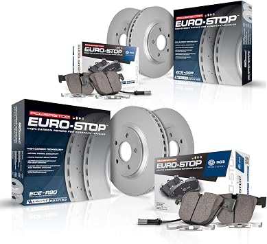 PowerStop Euro-Stop Fully Coated Front and Rear Brake Kit For BMW X5 2011-18 | BMW X6 2011-19 - ECE-R90 Certified Brake Pads + Disc Rotor Upgrade, ESK7500