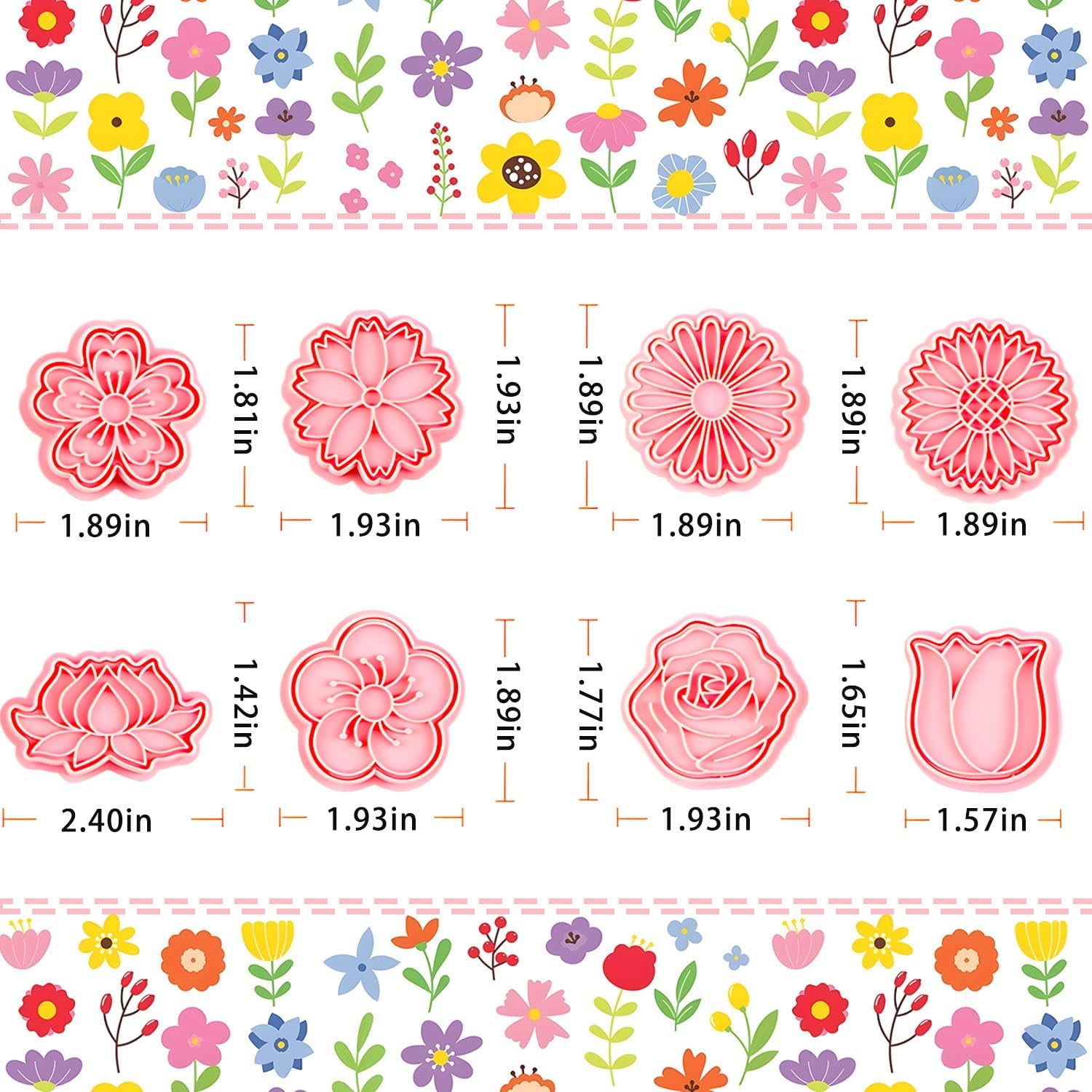 BESEK Flower Cookie Cutters: 8 pcs Flowers Cookie Cutter, Spring Flowers Cookie Stamps for Biscuit Fondant Cheese Baking, for Kids & Adults - Image 2