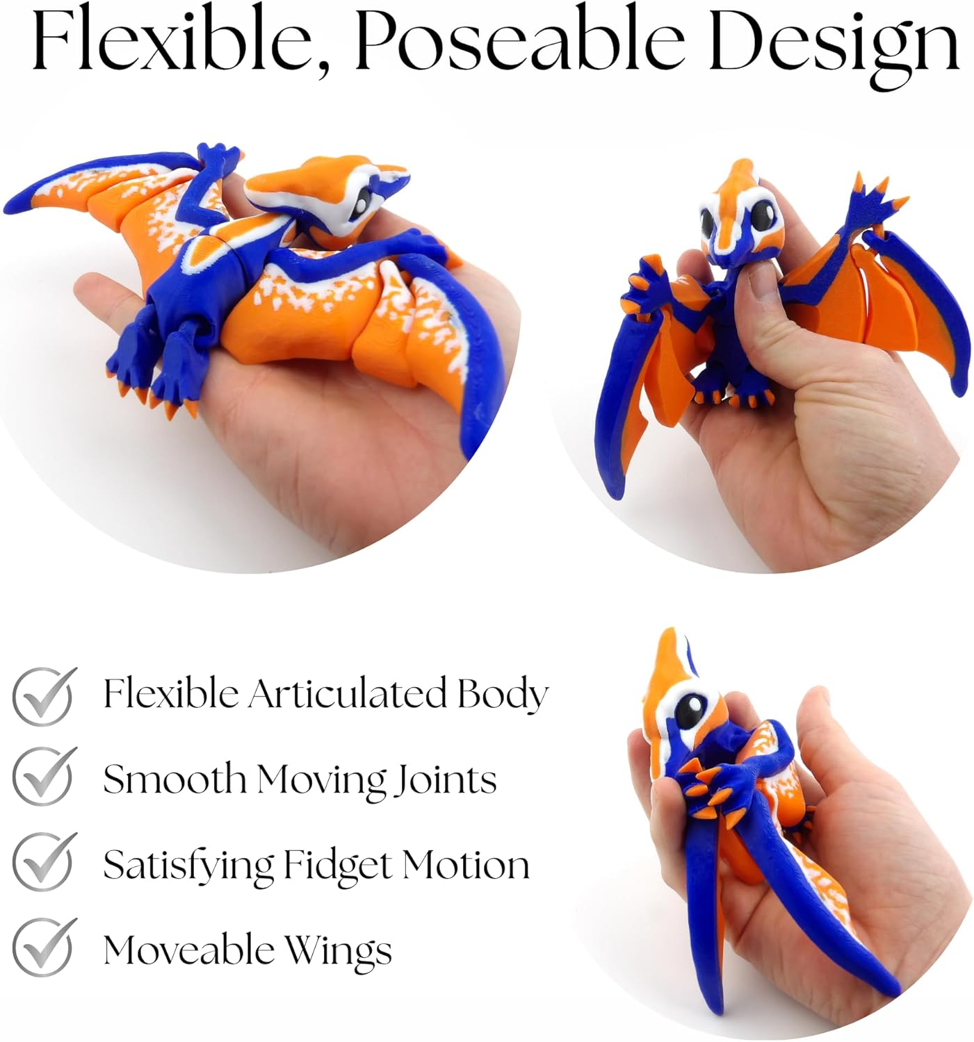 Articulated Pterodactyl - 3D Printed Dinosaur - Multicolor! (Small)