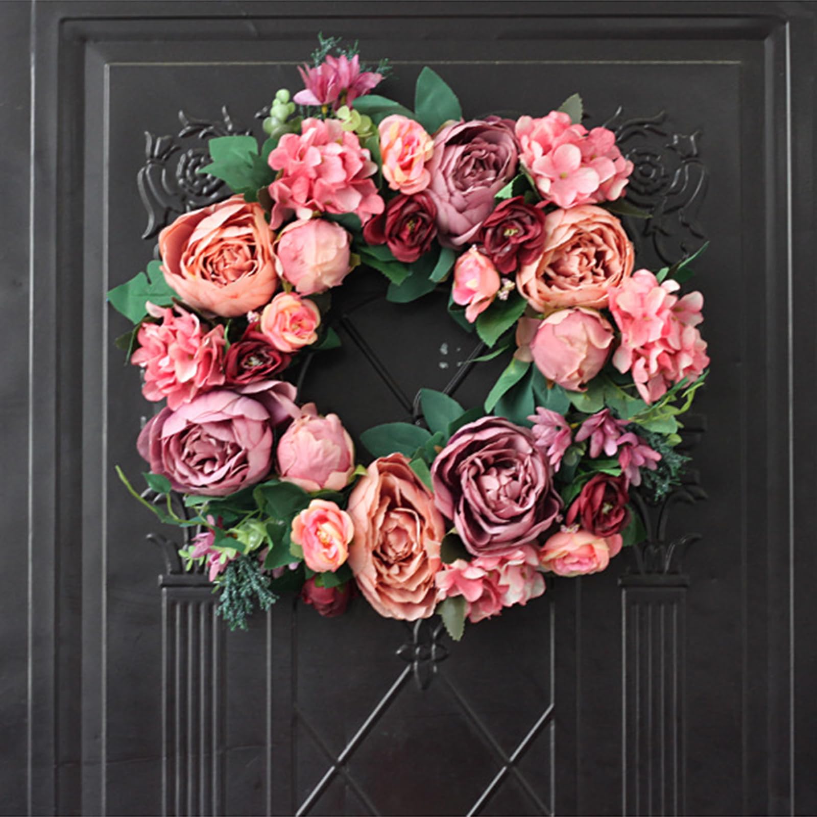 B,40cm, Ghirlanda Primaverile Ed Estiva Bellissimo Rose Simulazione della Porta di Casa Decorazione per La Casa Multiuso Accenti di Fiori Secchi Simulati Corona per Porta D'ingresso