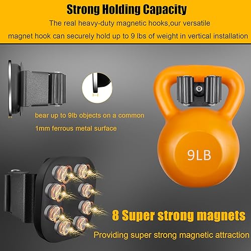 Miniatura 6 de Soporte de pared magnético mejorado para escoba y trapeador, ahorro de espacio, resistente, sin taladrar sobre la puerta, agarre de escoba para