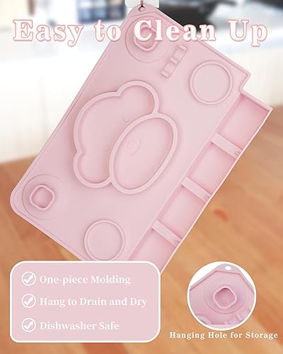 Miniatura 7 de Manteles individuales de silicona de grado alimenticio con ventosas para niños, tapete plegable y reutilizable para alimentos para bebés con 2