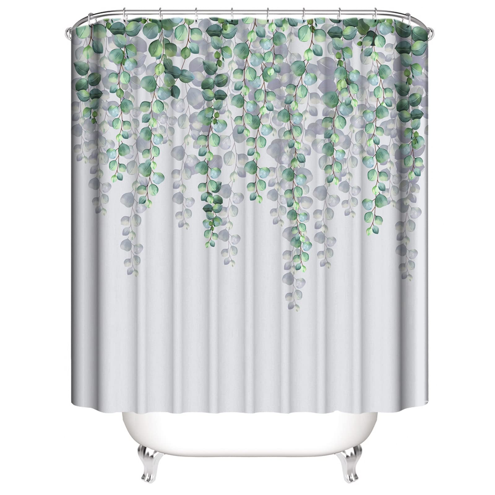 Rideau de douche imperméable lavable 120 x 200 vert motif feuillage