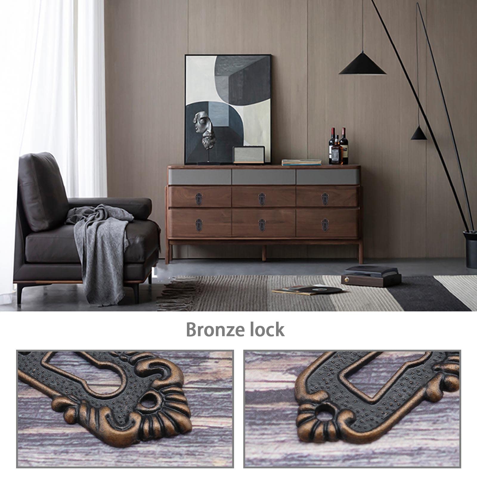 Create idea 10pcs Antique Key Lock Rosettes Bronze Decorative Keyhole Cover Lock Fittings with Screws for Vintage Wooden Box Jewelry Box Gift Box Wine Box 45x23mm