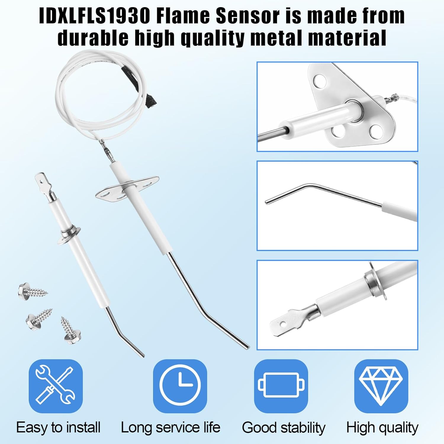 3 Pack IDXLFLS1930 Flame Sensor Replacement compatible with Hayward Pool Heater Parts, Pool Heater Ignitor compatible with Hayward Universal H-series with Draft and Gas Heating H250IDL H150FD