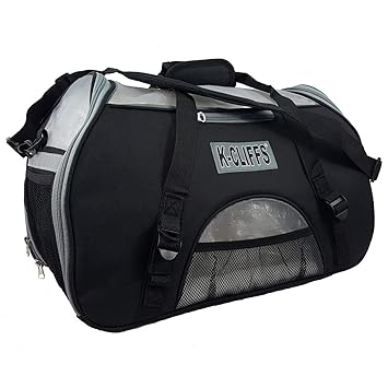 K-Cliffs Pet/Heavy Duty Dog/Cat Comfort Carrier, Airline Friendly Travel Tote Bag, Kennel with Fleece Bed, Soft Sided, Small/Medium, Black
