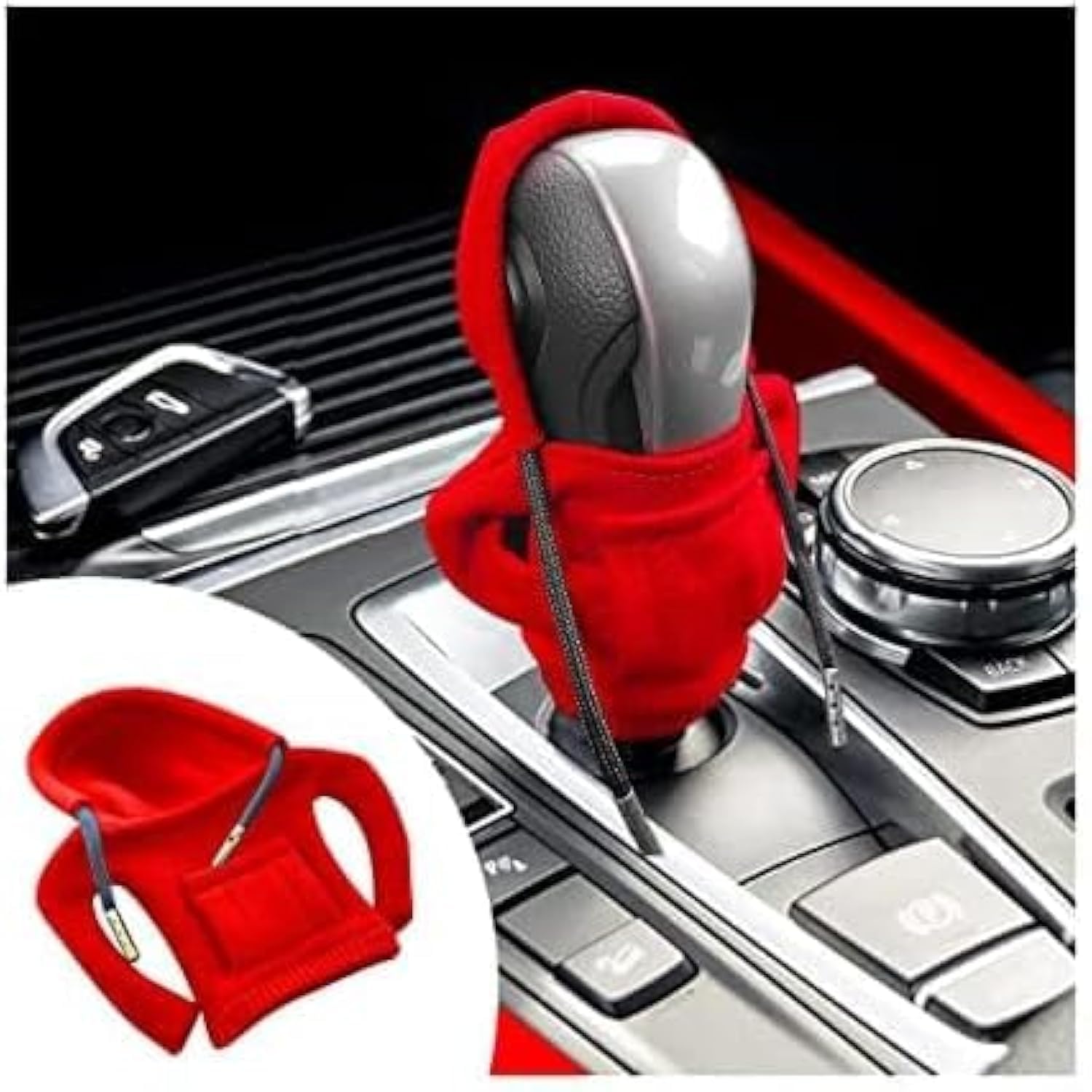 Authticar Car Gear Shift Knob Cover Hooded Car Shift Knobs Cover Cute and Warm Gear Shift Sleeve Suitable for Gear Shift Levers with Round Heads